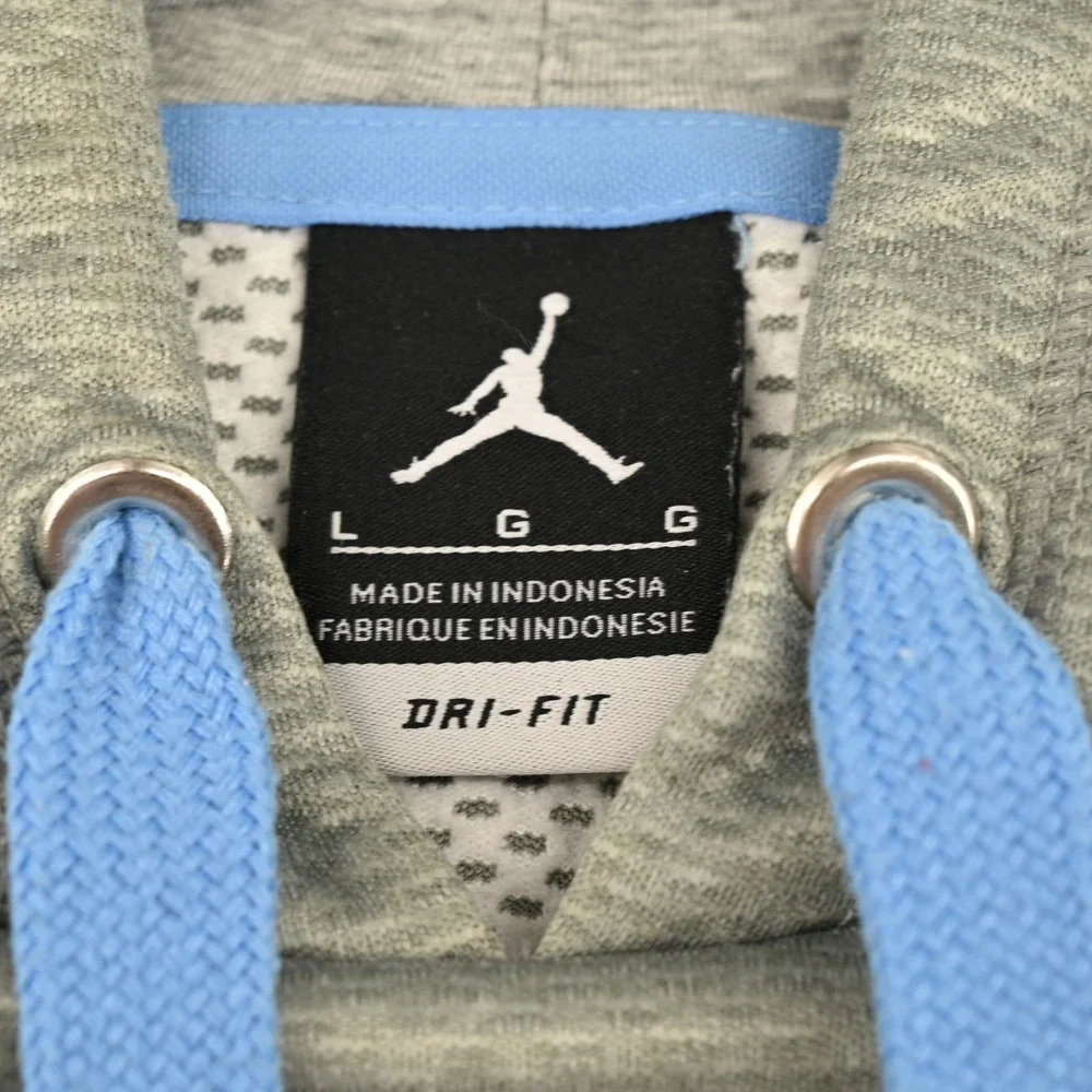 Jordan UNC Tar Heels Elite Dri Fit Hoodie Grey Back Graphic Team Issued Mens L